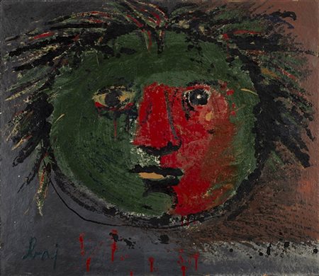 Enrico Baj "Testa solare" 1953-54
olio su masonite
cm 65x75
Firmato in basso a s