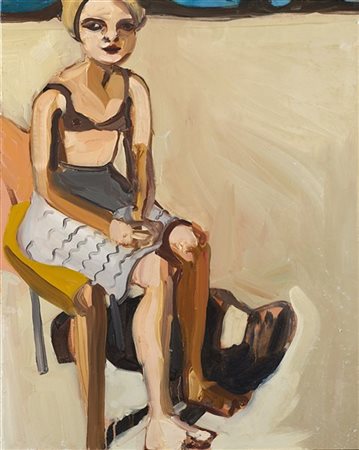 Chantal Joffe "Woman Sitting on a Beach" 2004
olio su tavola
cm 50,7x40,6
Firmat
