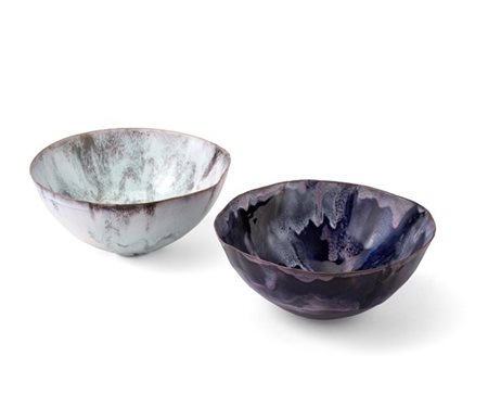 Fausto Melotti "Coppette" 1960 - 1965 circa
due ceramiche smaltate policrome
cm