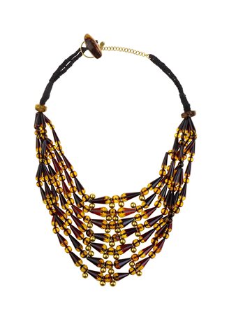 COLLANA IN AMBRA E ORO GIALLO, 1990 CIRCA a cinque fili di ambra sfaccettata...