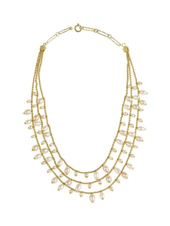 COLLANA IN ORO GIALLO E PERLE FRESH WATER realizzata a tre fili in oro giallo...