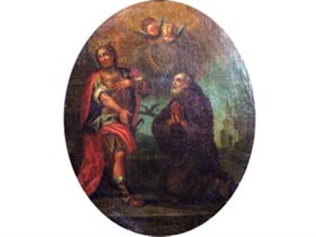 Scuola lombarda del XVIII secolo Visione di San Francesco di Paola Olio su...