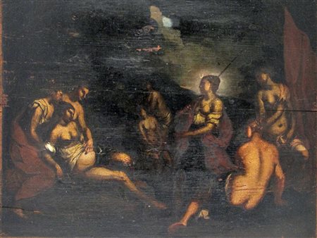 Scuola veneta del XVII secolo Latona da' alla luce Apollo/Latona trasforma in...