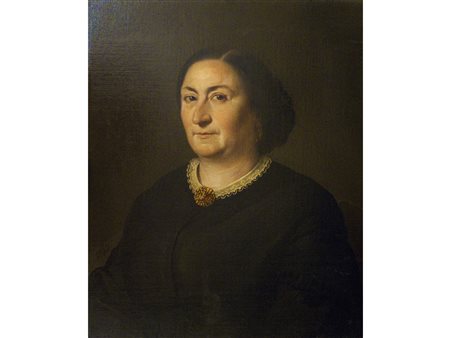 Anonimo (XIX secolo) Ritratto di signora Olio su tela Datato 1860 Senza...