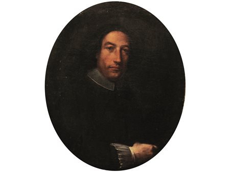 Scuola lombarda del XVII secolo Prelato Olio su tela Senza cornice Misure...