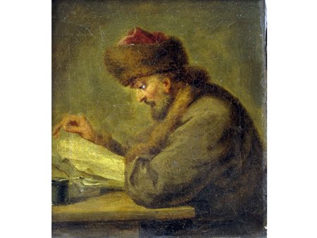 Scuola tedesca del XVIII secolo Due dipinti I prestatori di denaro Olio su...