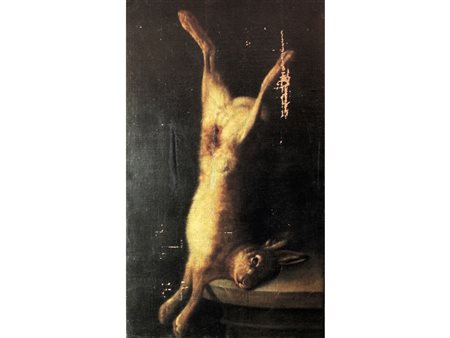 Scuola di olandese (XVII secolo) Lepre Olio su tela Siglato H.St Senza...