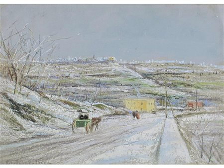 Nicola Fabbricatore (Napoli 1888-Roma 1962) Nevicata Pastello su cartoncino...