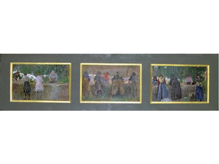 Erma Zago (Bovolone 1880-Milano 1942) Trittico di dipinti raffiguranti...