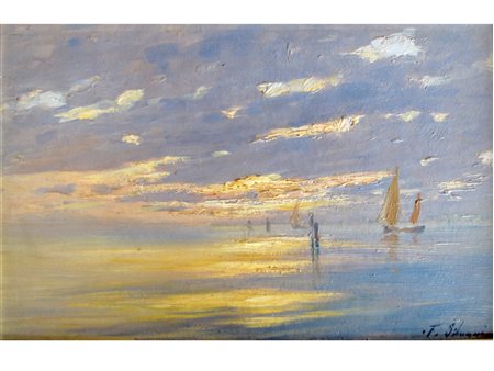 Ferdinando Silvani (Parma 1823 - 1899) Gardone Riviera Olio su cartoncino...