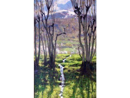 Cesare Bertolotti (Brescia 1854-1932) Paesaggio invernale Olio su tela...