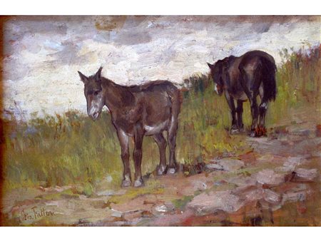 Attribuito a Giovanni Fattori (Livorno 1825-Firenze 1908) Cavallo ed asino in...
