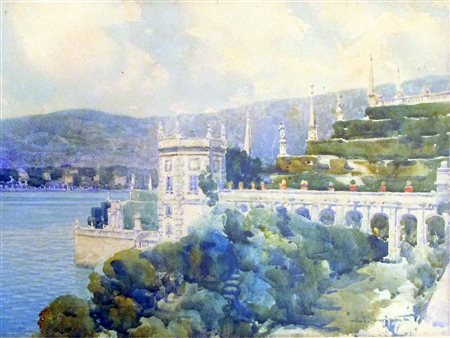 Eugenio Bonivento (Chioggia 1880-Milano 1956) Isola Borromeo Acquarello su...