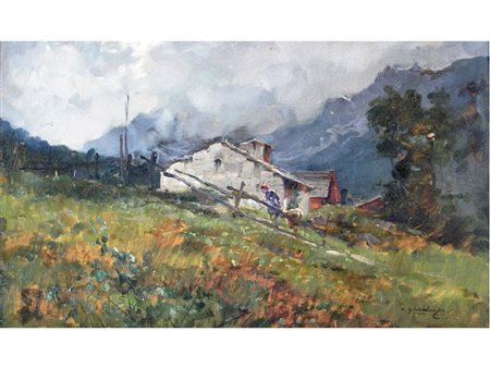Cesare Gheduzzi (Crespellano 1894-Torino 1944) Paesaggio Olio su tavola...