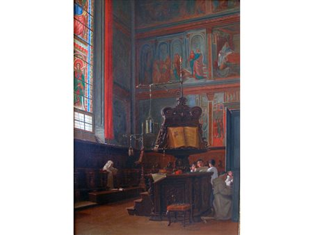 Pesenti Domenico (Medole 1843-Mantova 1918) Preghiera in Santa Maria Novella...