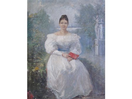 Paul Henry Tilton (XIX-XX secolo) Dama a Venezia Olio su tela Firmato Misure...