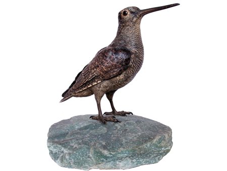 Anonimo dell'inizio del XX secolo Beccaccia Bronzo dipinto Altezza 18 cm,...