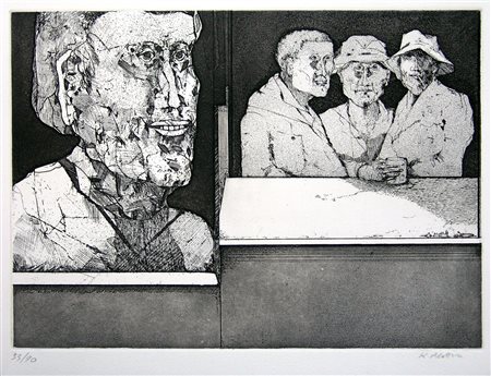 KARL PLATTNER, Gli uomini bevono il vino del primo freddo, 1972