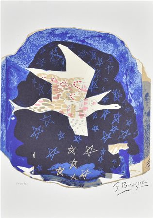 Georges Braque L'UCCELLO DEL CIELO, 1959 litografia su carta, cm 48x34...