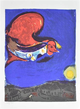 Marc Chagall NOTTE D'ESTATE, 1949 litografia su carta, cm 48x34 esemplare LIV...