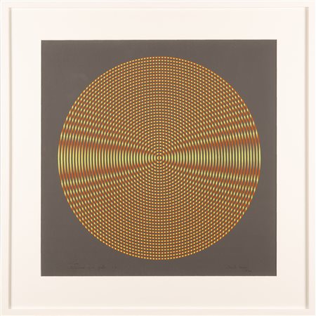 ALBERTO BIASI Progetto S3, interferenza rosso e giallo su sfondo grigio.