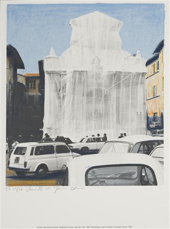CHRISTO' (n. 1935) & JEANNE-CLAUDE (1935 - 2009)  Wrapped Fountain, Spoleto, Italy, 1968.