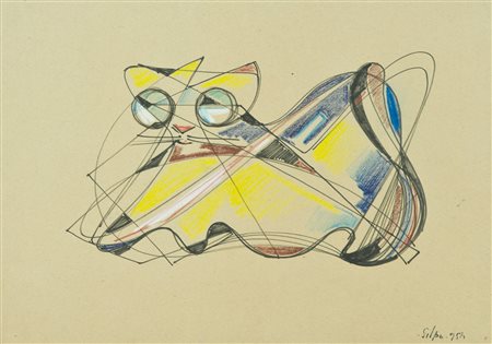 Silvio Polloni Senza titolo, 1954 Tecnica mista su carta, cm. 35x50 Firma e...