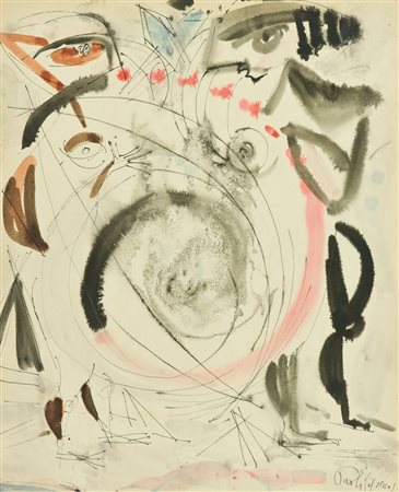Bruno Paoli Senza titolo, anni '50 Tecnica mista su carta, cm. 45x37 Firmato...