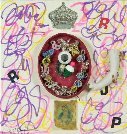 Giovanni Raffaelli Senza titolo Tecnica mista con applicazioni su tavola, cm....