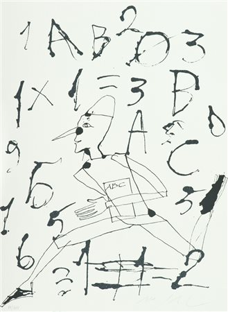 Mimmo Paladino Pinocchio che corre Litografia su carta, cm. 61x45, es. XX/XXV...