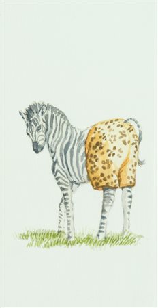 Vanni Cuoghi Una zebra (con boxer) a pois, 2007 Acquerello su carta, cm. 18x9...