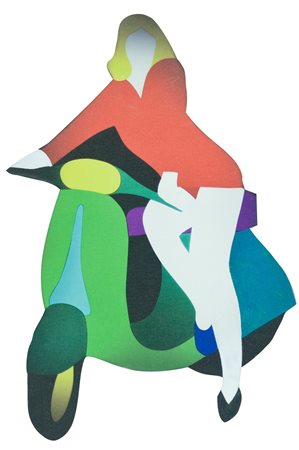 Marco Lodola Vespa Tela emulsionata sagomata, cm. 64x47 Sul verso: firma....