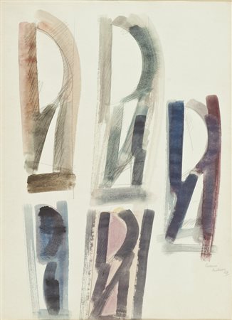 Guido Pinzani Senza titolo, 1967 Tecnica mista su carta, cm. 40x30 Firma e...