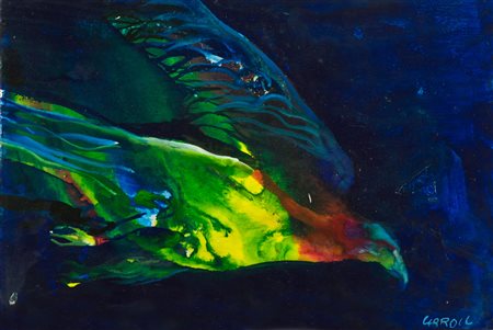 Robert Carroll Bird Acrilico su tavola, cm. 20x30 Firmato in basso a destra....