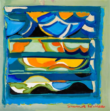 Simona Weller Autunno nell'oceano, 1987 Olio su tela, cm. 40x40 Firmato in...