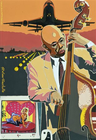 Stefano Chiacchella Luca con il contrabbasso, 1998 Tecnica mista su tela, cm....