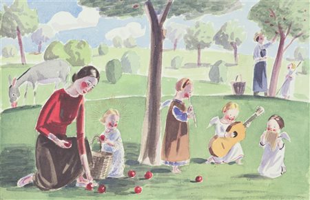 Jean Knap Lotto unico di tre Opere - "La raccolta delle mele", 1999,...