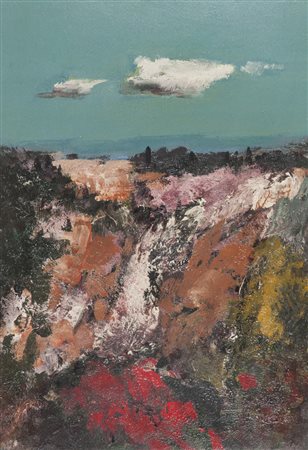 Sergio Scatizzi Paesaggio Olio su carta, cm. 50x35 Firmato in basso al...