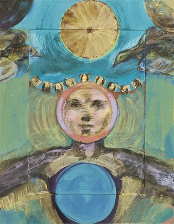 Bruno Ceccobelli Incontravo e davo oro, 1999 Tecnica mista su cartone, cm....