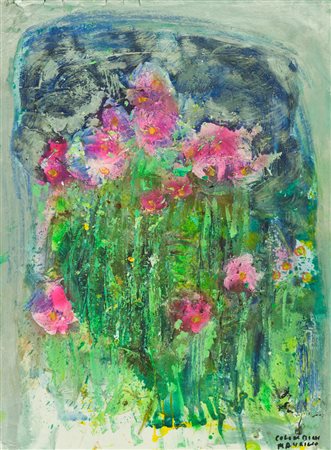 Maurilio Colombini Fiori Tecnica mista su cartone, cm. 87x65 L'opera presenta...