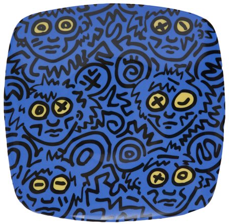 Keith Haring Piatto Multiplo in ceramica dipinta, cm. 20x20 L'Opera è stata...