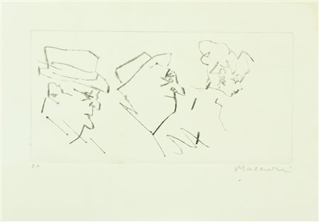 Mino Maccari Figure Acquaforte di cm. 14,5x28, su carta di cm. 25x35, es....