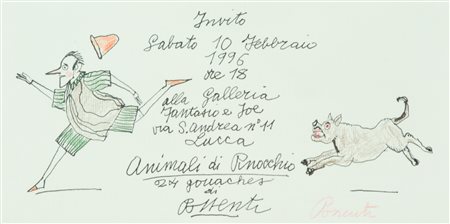 Antonio Possenti Animali di Pinocchio Tecnica mista su carta, cm. 11x21...