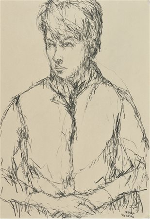 Bruno Rosai Figura, 1964 Carboncino su carta, cm. 59x41,5 Firma e data in...