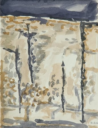 Orfeo Tamburi Senza titolo Acquerello su carta riportata su tela, cm. 31,5x24...