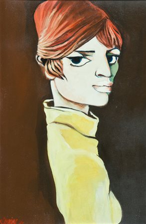 Natale Filannino Ragazza dal maglione giallo, 1964 Olio su tela, cm. 60x45...