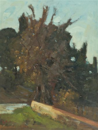 Aldo Mazzi Paesaggio Olio su tavola, cm. 40x30 Firmato in basso a sinistra....