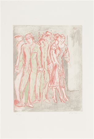 Aligi Sassu Figure Acquaforte di cm. 27,5x22, su carta di cm. 51,5x37,5, es....