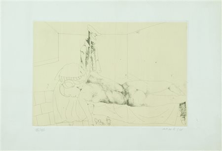 Ugo Attardi Nudo disteso, 1968 Acquaforte di cm. 22x32, su carta di cm....
