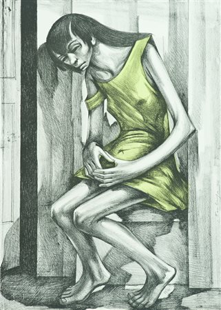 Franco Ferlenga Figura seduta, 1976 Litografia su carta, cm. 70x50, es....